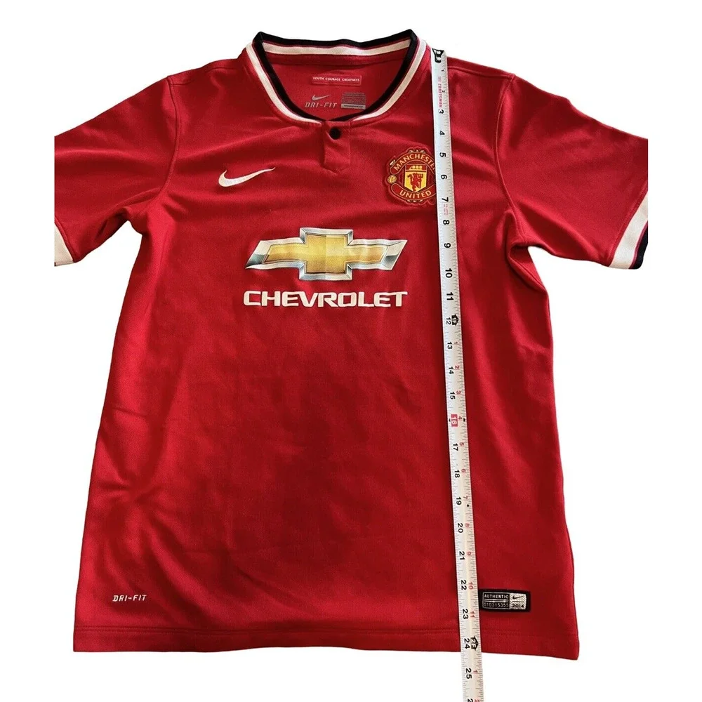 NIKE DRI-FIT Manchester United Home Knit Jersey 2014/15, Chevy, Red| Youth: XL